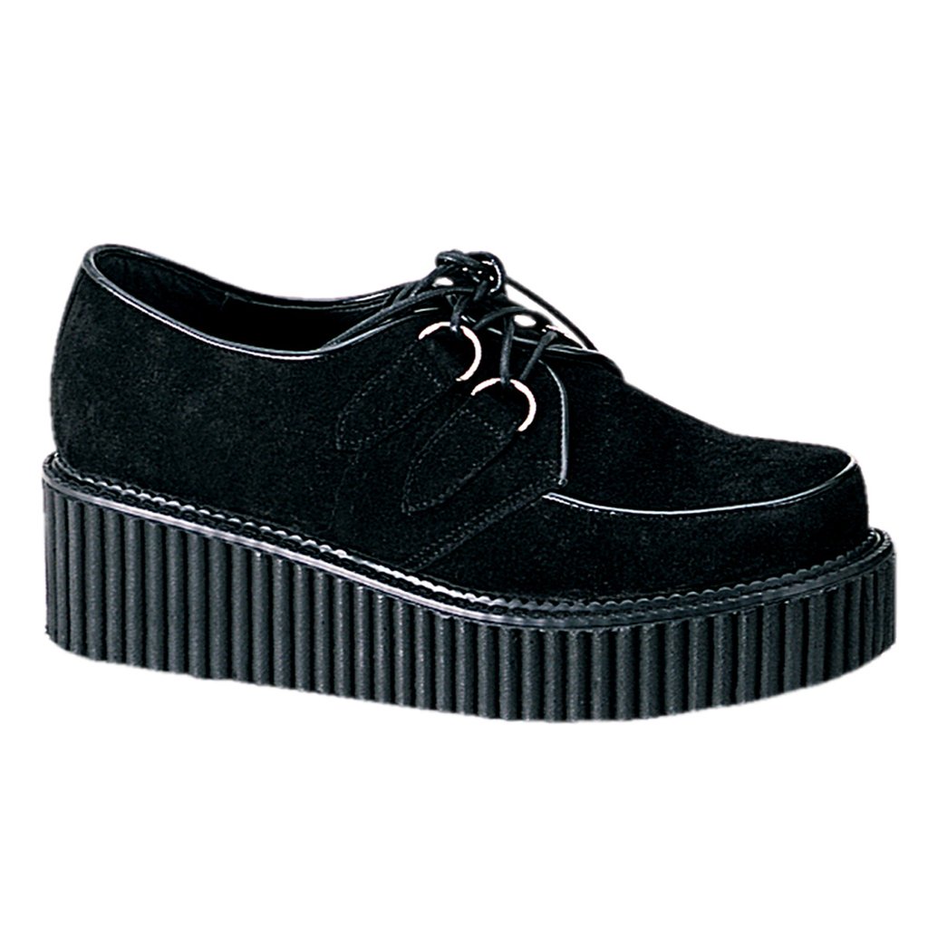 Creepers Demonia Creeper 101 Suède Femme - Noir 32610-HUQY